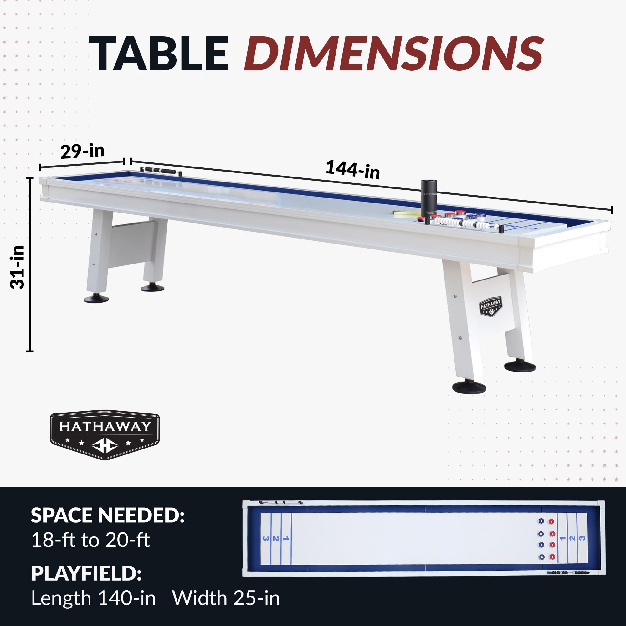 Amazon.com : Hathaway Crestline 12 Ft Outdoor Shuffleboard Table